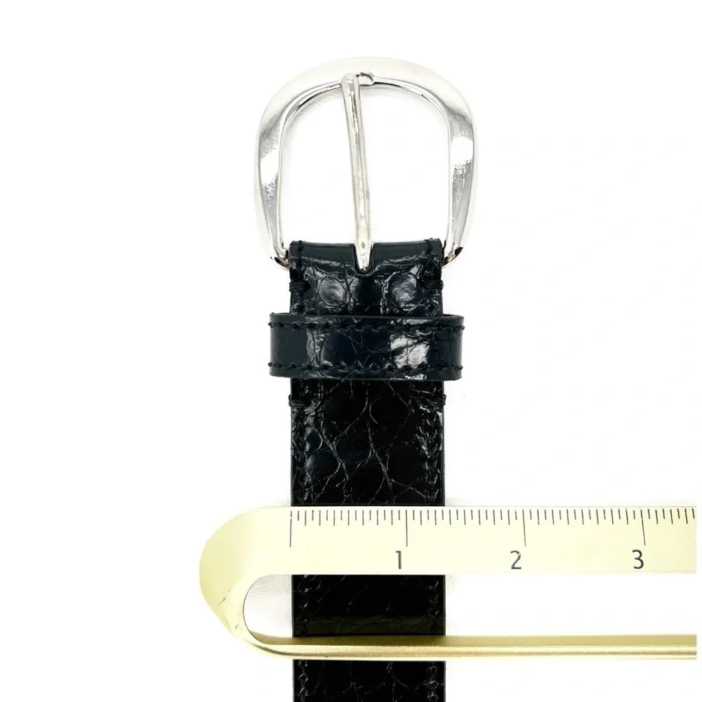 Miguel Bellido Belt Men’s Size 32 Black Croc Embossed Leather Silver Buckle EUC